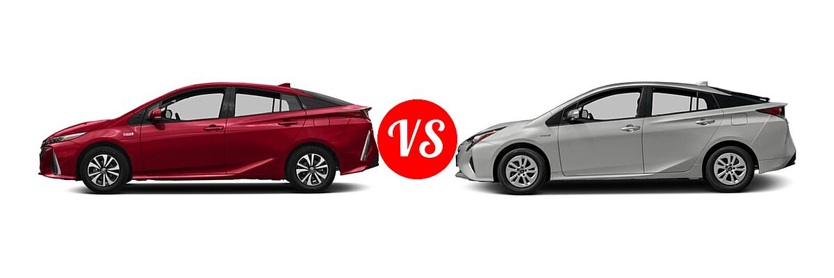2018 Toyota Prius Prime Hatchback PHEV Advanced / Plus / Premium vs. 2018 Toyota Prius Hatchback Four / One / Three / Two - Side Comparison