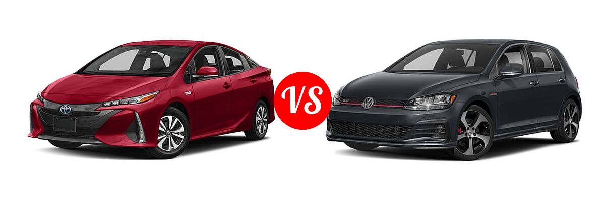 2018 Toyota Prius Prime Hatchback PHEV Advanced / Plus / Premium vs. 2018 Volkswagen Golf GTI Hatchback Autobahn / S / SE - Front Left Comparison