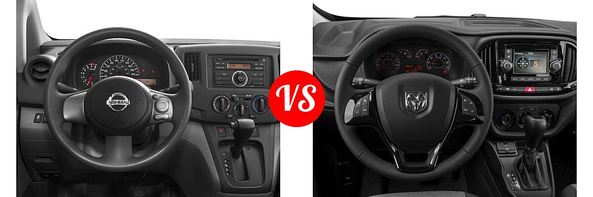 2018 Nissan NV200 Minivan S / SV vs. 2018 Ram Promaster City Minivan Wagon - Dashboard Comparison
