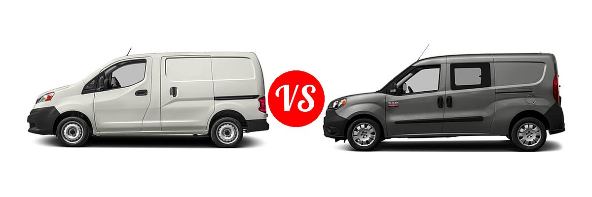 2018 Nissan NV200 Minivan S / SV vs. 2018 Ram Promaster City Minivan Wagon - Side Comparison