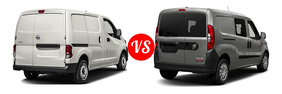 2018 Nissan NV200 Minivan S / SV vs. 2018 Ram Promaster City Minivan Wagon - Rear Right Comparison