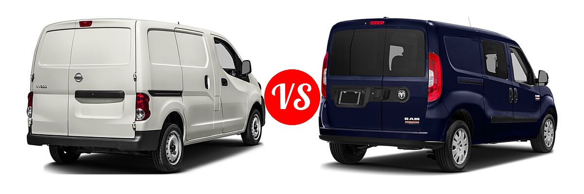 2018 Nissan NV200 Minivan S / SV vs. 2018 Ram Promaster City Minivan SLT - Rear Right Comparison