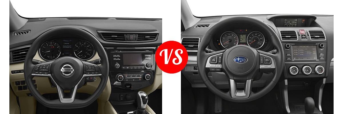2018 Nissan Rogue SUV S / SV vs. 2018 Subaru Forester SUV 2.5i Manual - Dashboard Comparison
