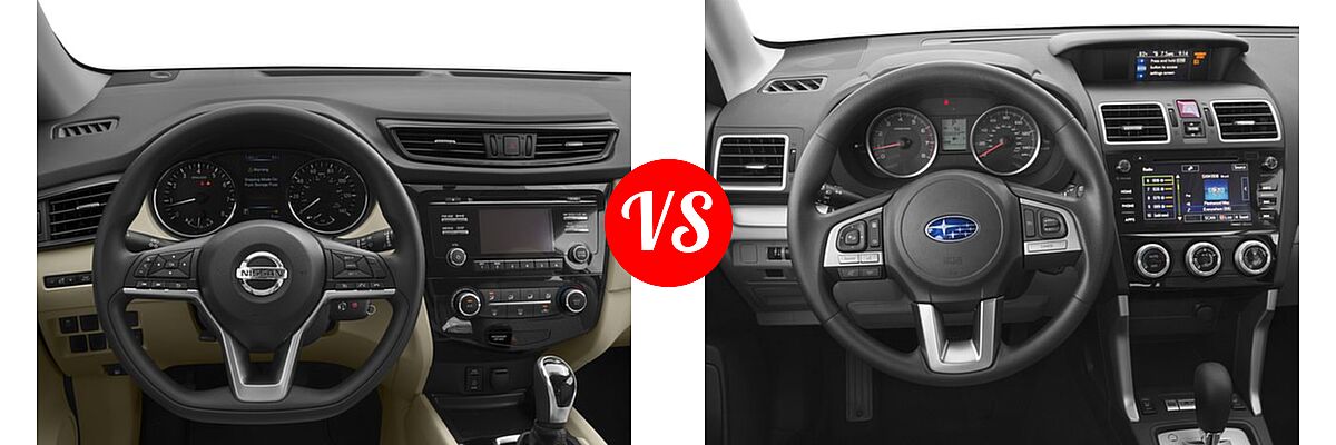 2018 Nissan Rogue SUV S / SV vs. 2018 Subaru Forester SUV Premium - Dashboard Comparison
