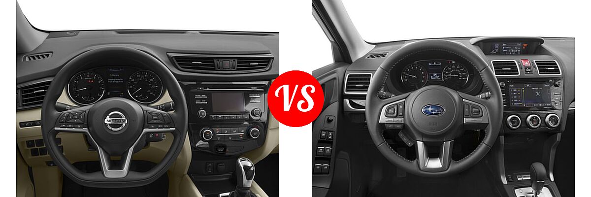 2018 Nissan Rogue SUV S / SV vs. 2018 Subaru Forester SUV Limited - Dashboard Comparison