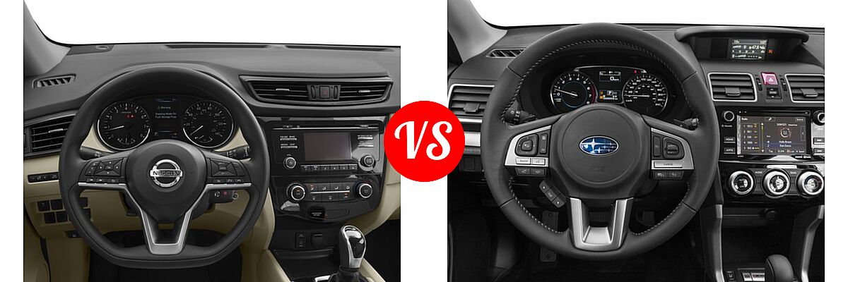 2018 Nissan Rogue SUV S / SV vs. 2018 Subaru Forester SUV Premium - Dashboard Comparison
