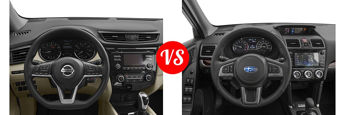 2018 Nissan Rogue SUV S / SV vs. 2018 Subaru Forester SUV Touring - Dashboard Comparison