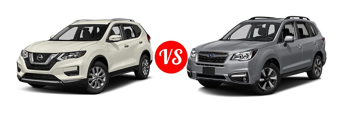 2018 Nissan Rogue SUV S / SV vs. 2018 Subaru Forester SUV Limited - Front Left Comparison