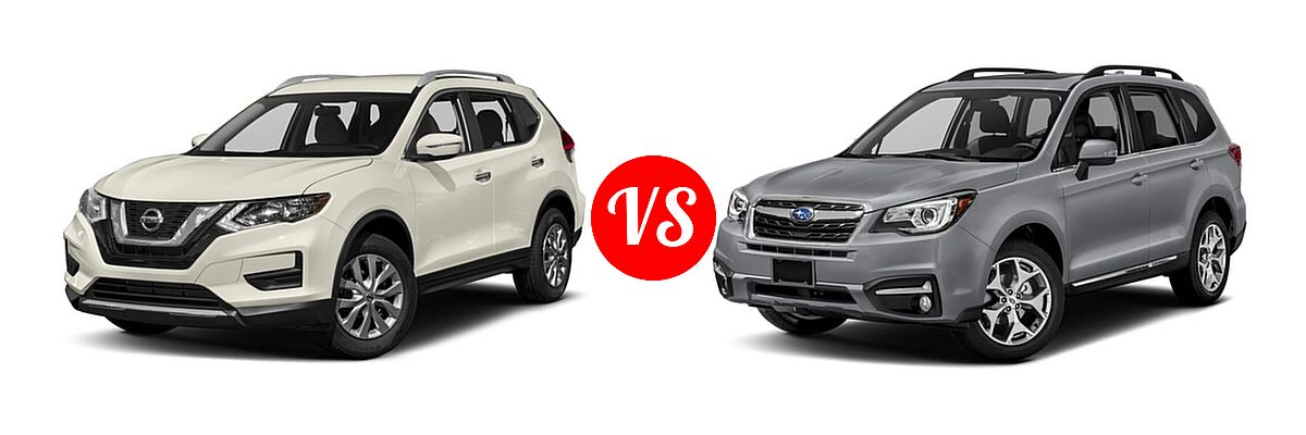 2018 Nissan Rogue SUV S / SV vs. 2018 Subaru Forester SUV Touring - Front Left Comparison