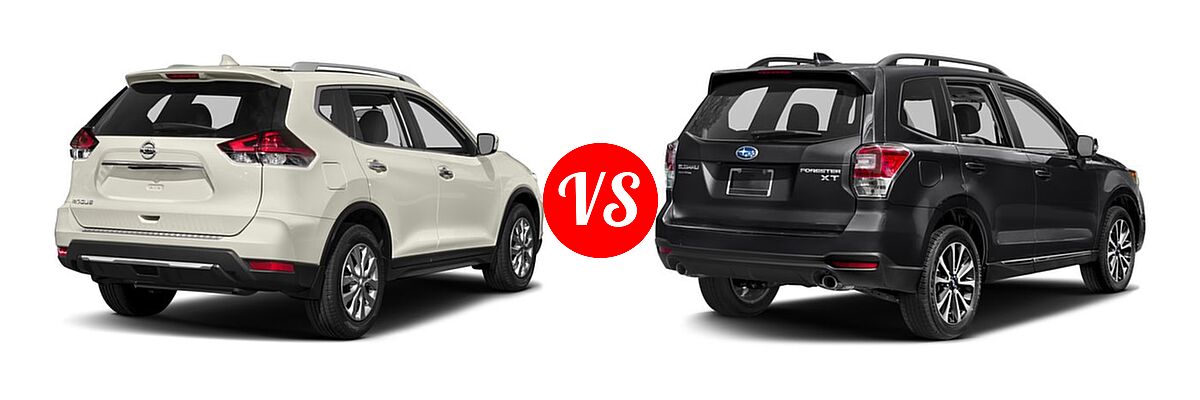 2018 Nissan Rogue SUV S / SV vs. 2018 Subaru Forester SUV Touring - Rear Right Comparison