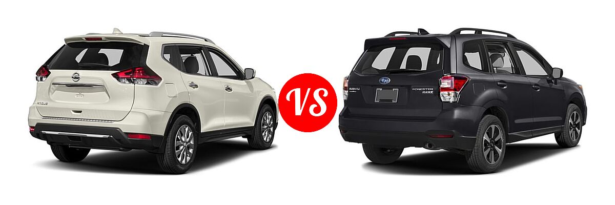 2018 Nissan Rogue SUV S / SV vs. 2018 Subaru Forester SUV Premium - Rear Right Comparison