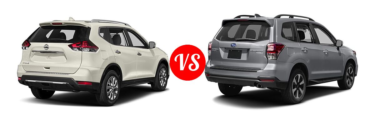 2018 Nissan Rogue SUV S / SV vs. 2018 Subaru Forester SUV Limited - Rear Right Comparison