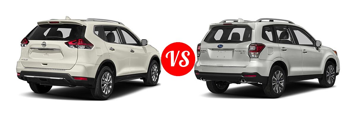 2018 Nissan Rogue SUV S / SV vs. 2018 Subaru Forester SUV Premium - Rear Right Comparison