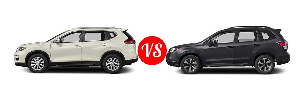 2018 Nissan Rogue SUV S / SV vs. 2018 Subaru Forester SUV Premium - Side Comparison