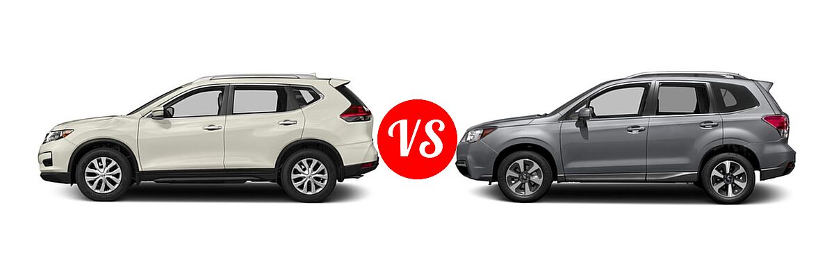 2018 Nissan Rogue SUV S / SV vs. 2018 Subaru Forester SUV Limited - Side Comparison