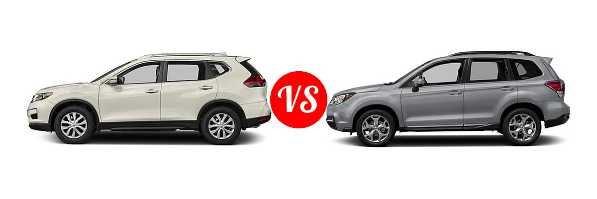 2018 Nissan Rogue SUV S / SV vs. 2018 Subaru Forester SUV Touring - Side Comparison