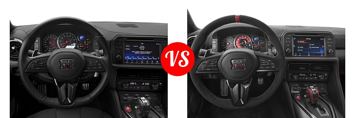 2018 Nissan GT-R Coupe Premium / Pure / Track Edition vs. 2018 Nissan GT-R NISMO Coupe NISMO - Dashboard Comparison