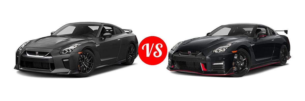 2018 Nissan GT-R Coupe Premium / Pure / Track Edition vs. 2018 Nissan GT-R NISMO Coupe NISMO - Front Left Comparison