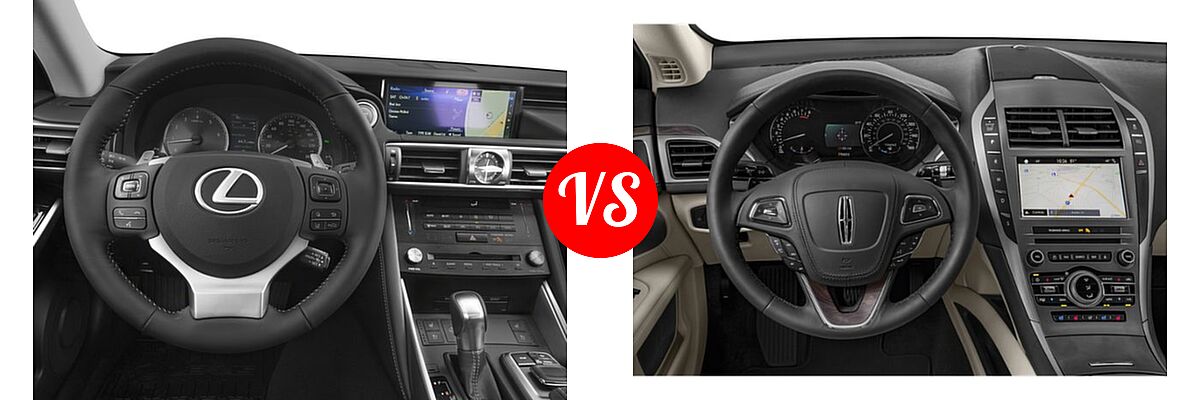 2018 Lexus IS 300 Sedan IS 300 vs. 2019 Lincoln MKZ Sedan AWD / FWD / Reserve I / Reserve II - Dashboard Comparison