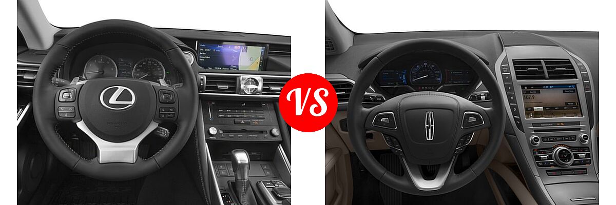 2018 Lexus IS 300 Sedan IS 300 vs. 2018 Lincoln MKZ Sedan Hybrid Hybrid Black Label / Hybrid Premiere / Hybrid Reserve / Hybrid Select - Dashboard Comparison