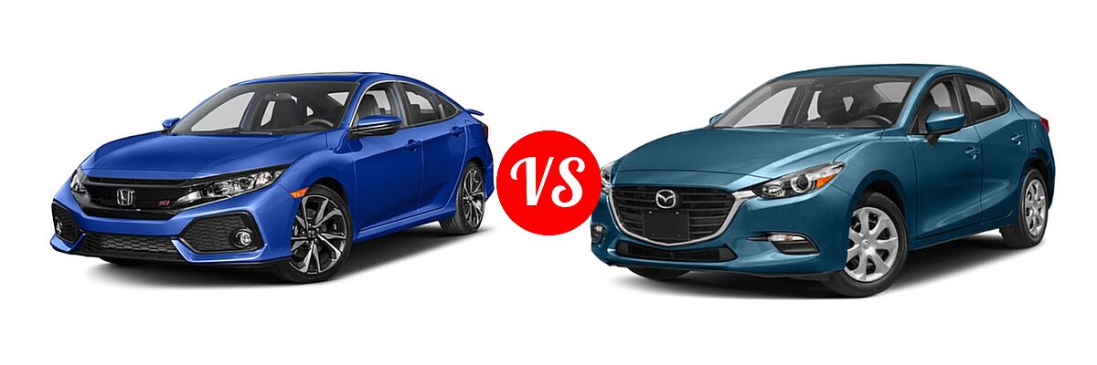 2018 Honda Civic Sedan Manual w/High Performance Tires vs. 2018 Mazda 3 Sedan Sport - Front Left Comparison