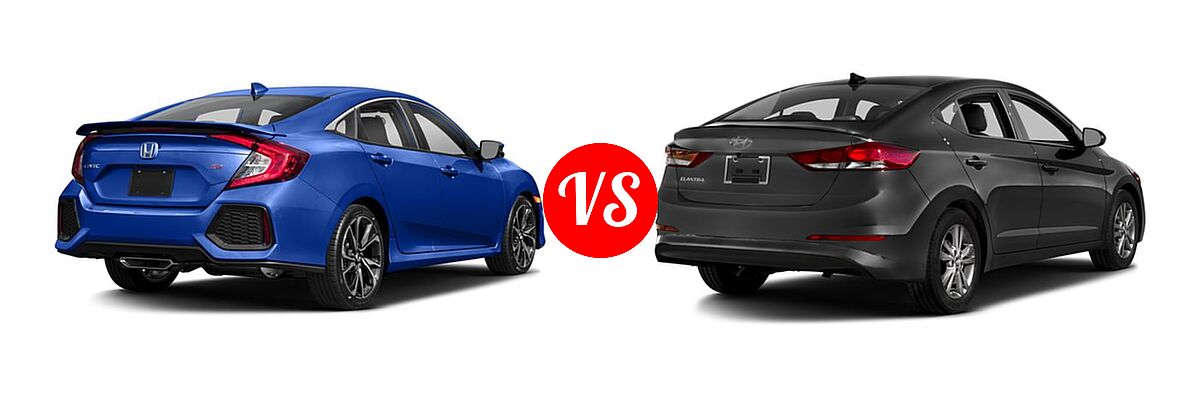 2018 Honda Civic Sedan Manual w/High Performance Tires vs. 2018 Hyundai Elantra Sedan SE / SEL / Value Edition - Rear Right Comparison