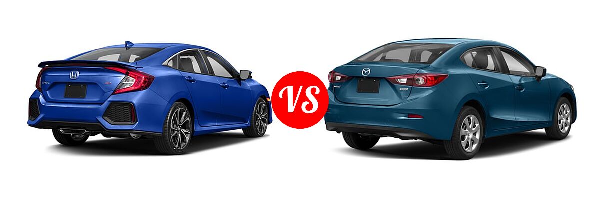 2018 Honda Civic Sedan Manual w/High Performance Tires vs. 2018 Mazda 3 Sedan Sport - Rear Right Comparison