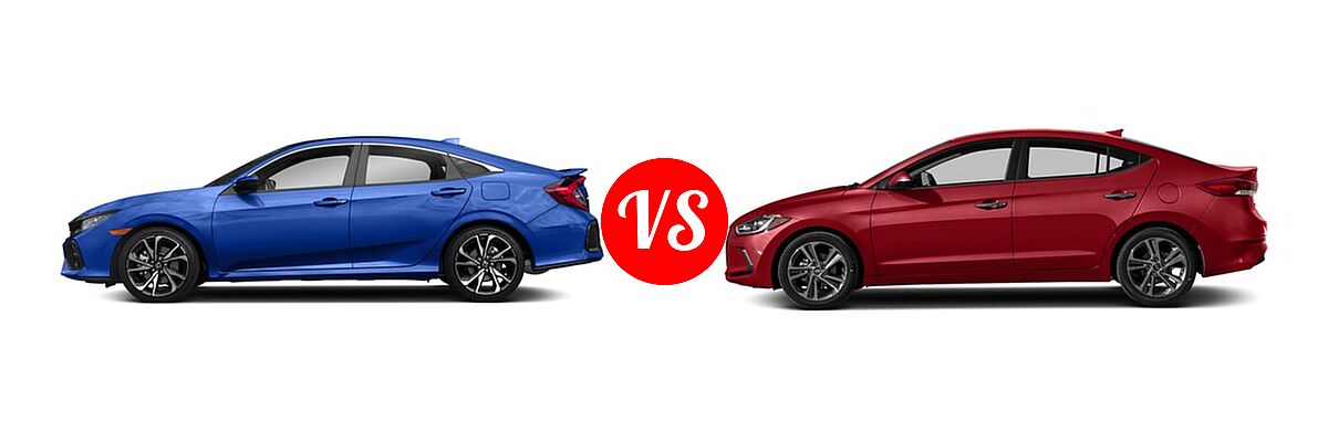 2018 Honda Civic Sedan Manual w/High Performance Tires vs. 2018 Hyundai Elantra Sedan Limited - Side Comparison