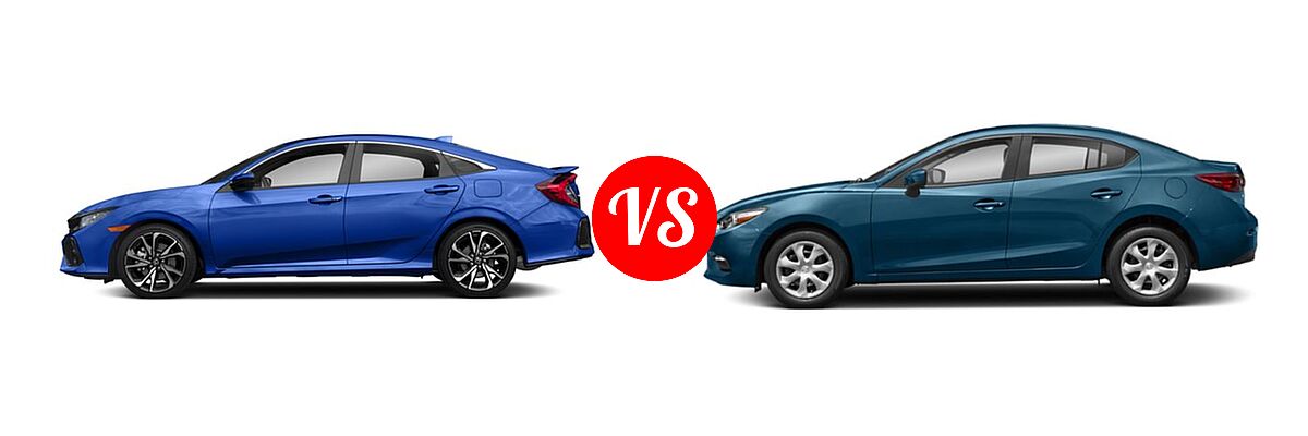 2018 Honda Civic Sedan Manual w/High Performance Tires vs. 2018 Mazda 3 Sedan Sport - Side Comparison