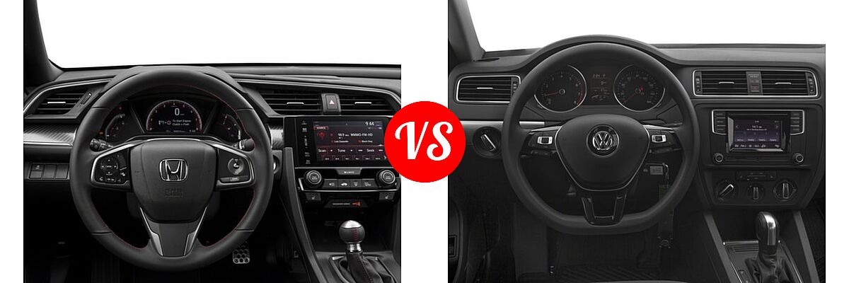 2018 Honda Civic Sedan Manual w/High Performance Tires vs. 2018 Volkswagen Jetta Sedan 1.4T S / 1.4T SE / 1.4T Wolfsburg Edition / 1.8T SE Sport / 1.8T SEL - Dashboard Comparison