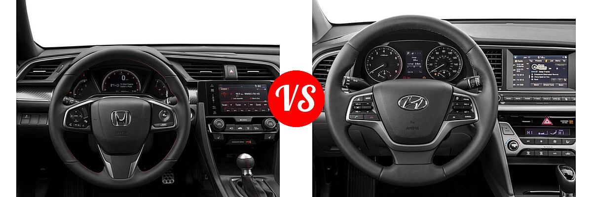 2018 Honda Civic Sedan Manual w/High Performance Tires vs. 2018 Hyundai Elantra Sedan Limited - Dashboard Comparison