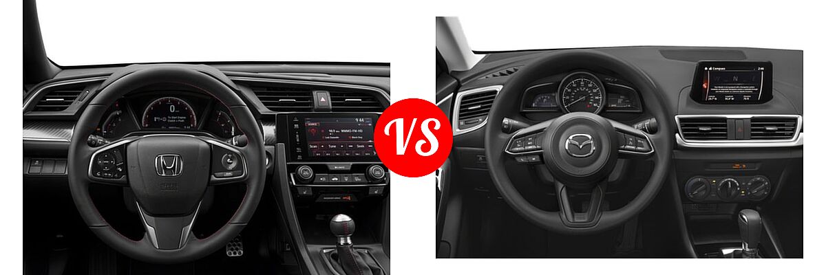 2018 Honda Civic Sedan Manual w/High Performance Tires vs. 2018 Mazda 3 Sedan Sport - Dashboard Comparison