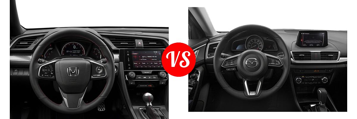 2018 Honda Civic Sedan Manual w/High Performance Tires vs. 2018 Mazda 3 Sedan Touring - Dashboard Comparison