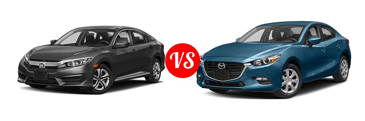 2018 Honda Civic Sedan LX vs. 2018 Mazda 3 Sedan Sport - Front Left Comparison