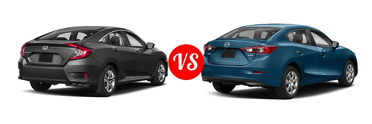 2018 Honda Civic Sedan LX vs. 2018 Mazda 3 Sedan Sport - Rear Right Comparison