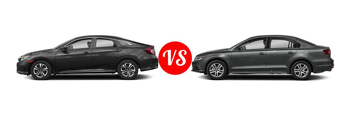 2018 Honda Civic Sedan LX vs. 2018 Volkswagen Jetta Sedan 1.4T S / 1.4T SE / 1.4T Wolfsburg Edition / 1.8T SE Sport / 1.8T SEL - Side Comparison