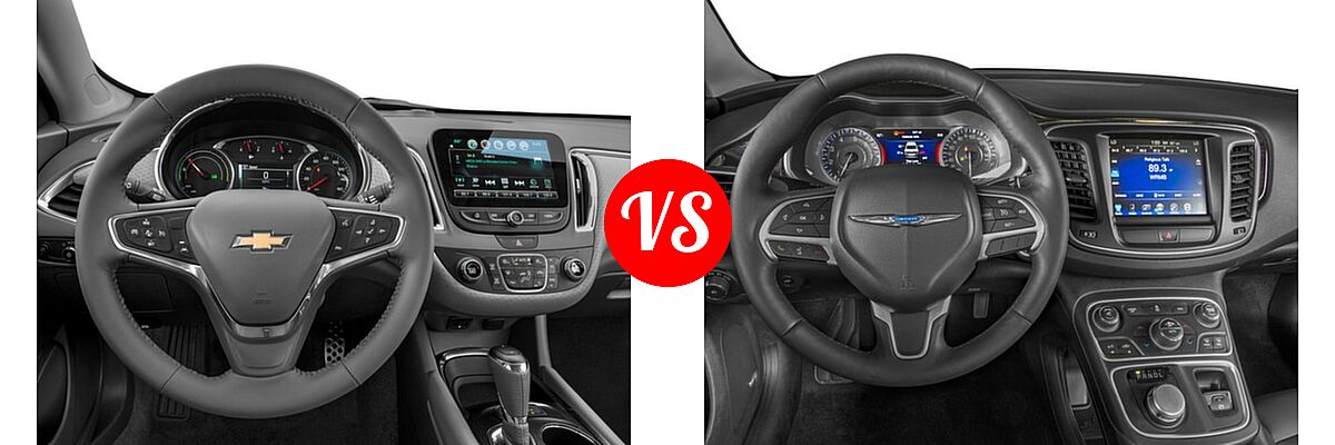 2017 Chevrolet Malibu Sedan Hybrid Hybrid vs. 2017 Chrysler 200 Sedan 200C Platinum - Dashboard Comparison
