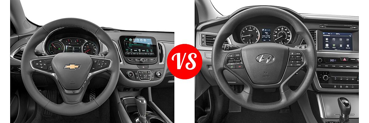 2017 Chevrolet Malibu Sedan Hybrid Hybrid vs. 2017 Hyundai Sonata Sedan Eco - Dashboard Comparison