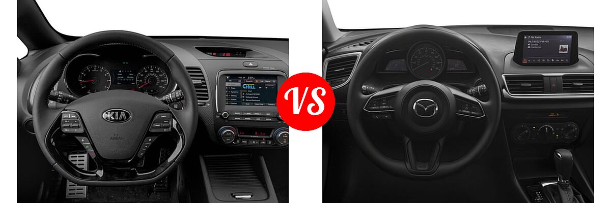 2018 Kia Forte Hatchback EX / LX / SX vs. 2018 Mazda 3 Hatchback Sport - Dashboard Comparison