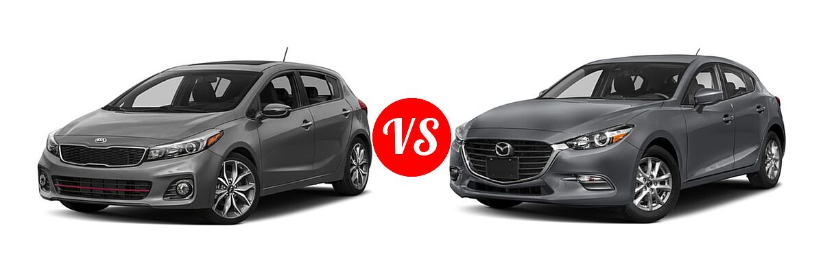 2018 Kia Forte Hatchback EX / LX / SX vs. 2018 Mazda 3 Hatchback Sport - Front Left Comparison