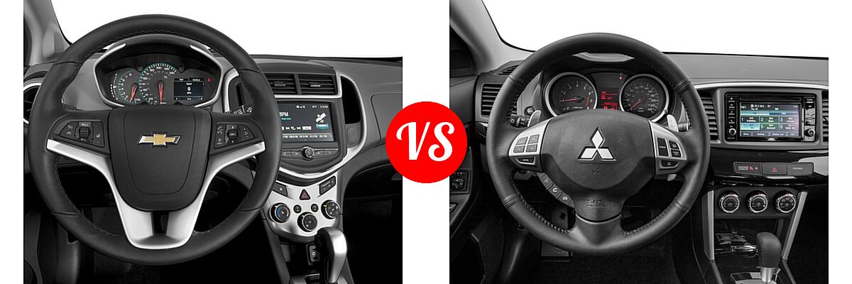 2017 Chevrolet Sonic Sedan LS / LT / Premier vs. 2017 Mitsubishi Lancer Sedan ES / LE / SE / SEL - Dashboard Comparison