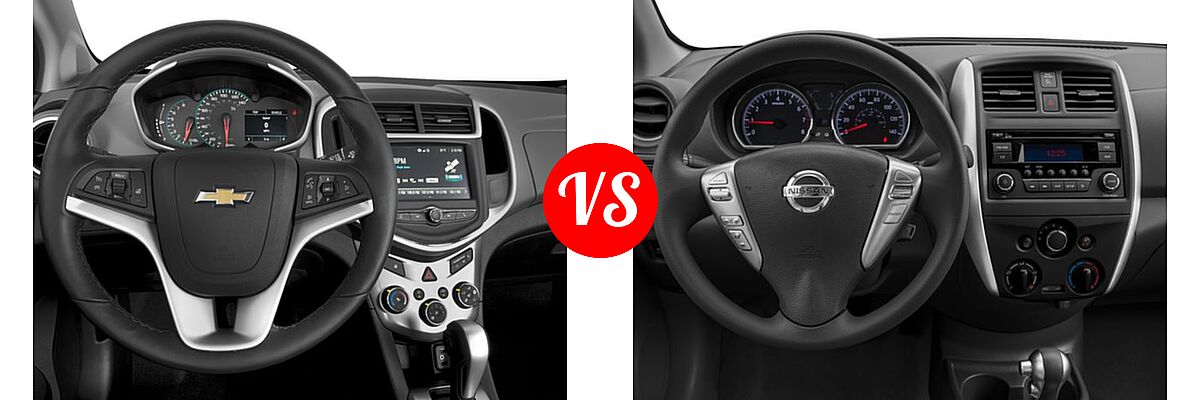 2017 Chevrolet Sonic Sedan LS / LT / Premier vs. 2017 Nissan Versa Sedan S / S Plus / SV - Dashboard Comparison
