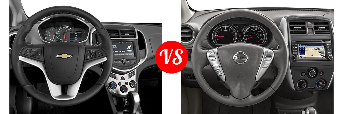 2017 Chevrolet Sonic Sedan LS / LT / Premier vs. 2017 Nissan Versa Sedan SL - Dashboard Comparison