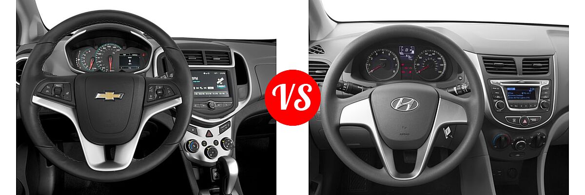 2017 Chevrolet Sonic Sedan LS / LT / Premier vs. 2017 Hyundai Accent Sedan SE - Dashboard Comparison