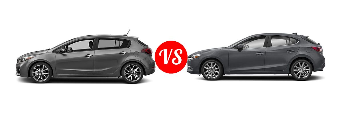 2018 Kia Forte Hatchback EX / LX / SX vs. 2018 Mazda 3 Hatchback Grand Touring - Side Comparison