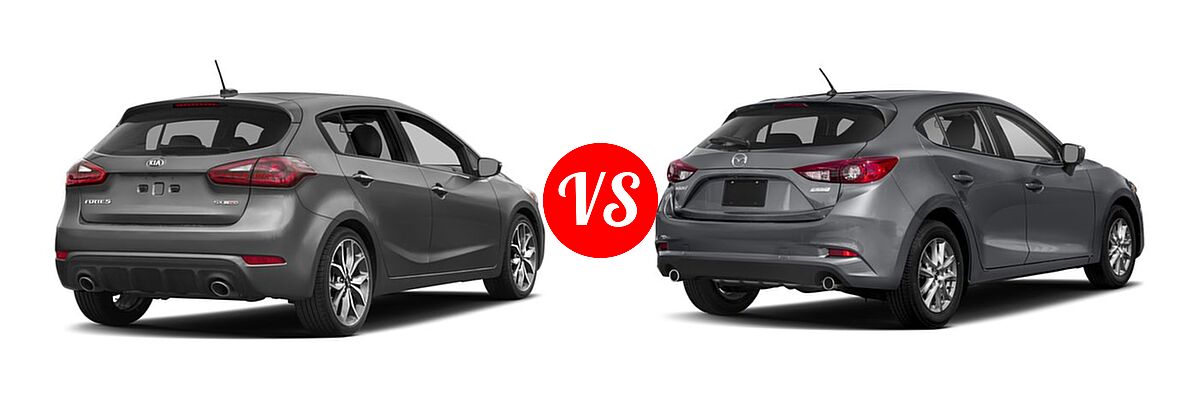 2018 Kia Forte Hatchback EX / LX / SX vs. 2018 Mazda 3 Hatchback Sport - Rear Right Comparison