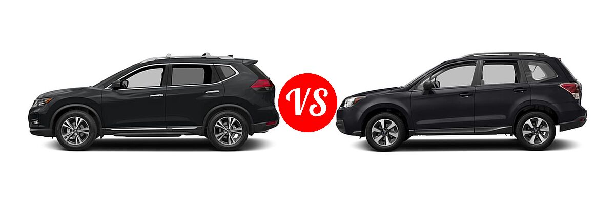 2018 Nissan Rogue SUV SL vs. 2018 Subaru Forester SUV 2.5i Manual - Side Comparison