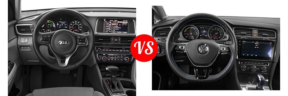 2018 Kia Optima Plug-In Hybrid Sedan EX vs. 2018 Volkswagen e-Golf Hatchback Electric SE / SEL / SEL Premium - Dashboard Comparison