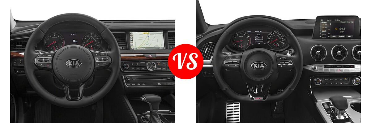 2018 Kia Cadenza Sedan Technology vs. 2018 Kia Stinger Sedan GT / GT1 / GT2 / Premium - Dashboard Comparison
