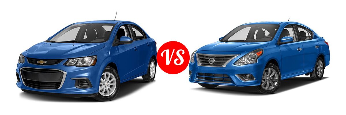 2017 Chevrolet Sonic Sedan LS / LT / Premier vs. 2017 Nissan Versa Sedan SL - Front Left Comparison